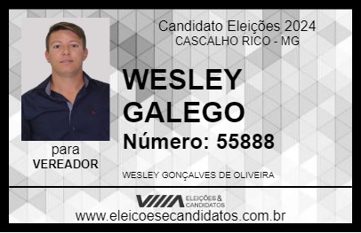 Candidato WESLEY GALEGO 2024 - CASCALHO RICO - Eleições