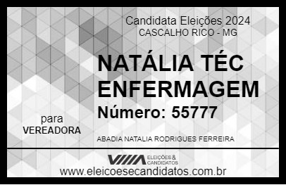 Candidato NATÁLIA TÉC ENFERMAGEM 2024 - CASCALHO RICO - Eleições