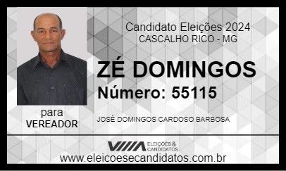 Candidato ZÉ DOMINGOS 2024 - CASCALHO RICO - Eleições