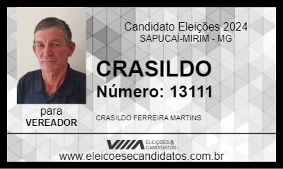 Candidato CRASILDO 2024 - SAPUCAÍ-MIRIM - Eleições