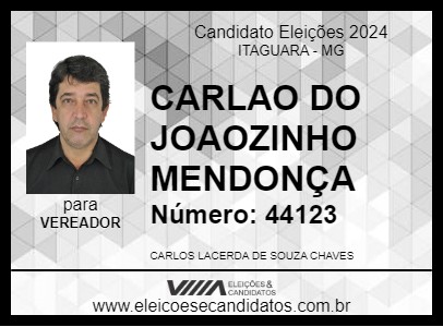 Candidato CARLAO DO JOAOZINHO MENDONÇA 2024 - ITAGUARA - Eleições