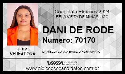 Candidato DANI DE RODE 2024 - BELA VISTA DE MINAS - Eleições