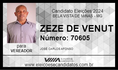 Candidato ZEZE DE VENUT 2024 - BELA VISTA DE MINAS - Eleições