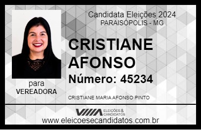 Candidato CRISTIANE AFONSO 2024 - PARAISÓPOLIS - Eleições