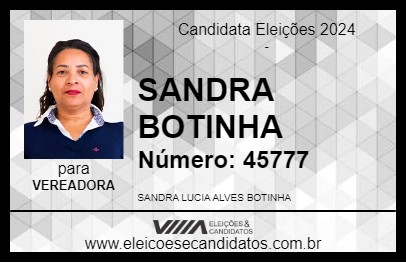 Candidato SANDRA BOTINHA 2024 - PARAISÓPOLIS - Eleições