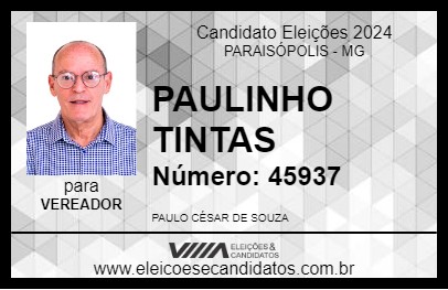 Candidato PAULINHO TINTAS 2024 - PARAISÓPOLIS - Eleições