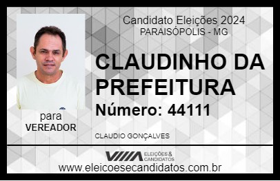 Candidato CLAUDINHO 2024 - PARAISÓPOLIS - Eleições