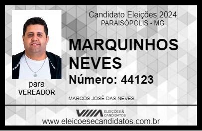 Candidato MARQUINHOS NEVES 2024 - PARAISÓPOLIS - Eleições