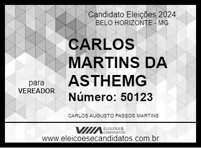 Candidato CARLOS MARTINS DA ASTHEMG 2024 - BELO HORIZONTE - Eleições