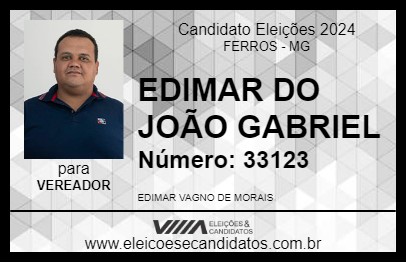 Candidato EDIMAR DO JOÃO GABRIEL 2024 - FERROS - Eleições