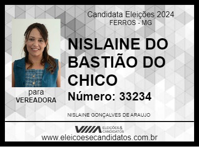 Candidato NISLAINE DO BASTIÃO DO CHICO 2024 - FERROS - Eleições