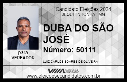 Candidato DUBA DO SÃO JOSÉ 2024 - JEQUITINHONHA - Eleições