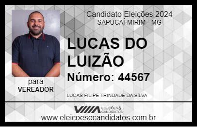 Candidato LUCAS DO LUIZÃO 2024 - SAPUCAÍ-MIRIM - Eleições