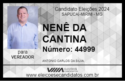 Candidato NENÊ DA CANTINA 2024 - SAPUCAÍ-MIRIM - Eleições