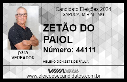 Candidato ZETÃO DO PAIOL 2024 - SAPUCAÍ-MIRIM - Eleições