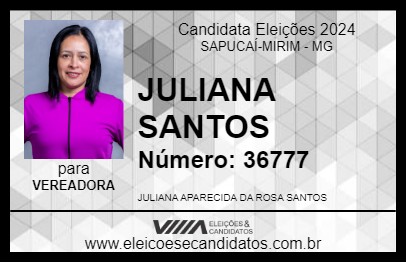 Candidato JULIANA SANTOS 2024 - SAPUCAÍ-MIRIM - Eleições