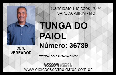 Candidato TUNGA DO PAIOL 2024 - SAPUCAÍ-MIRIM - Eleições