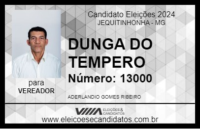 Candidato DUNGA DO TEMPERO 2024 - JEQUITINHONHA - Eleições