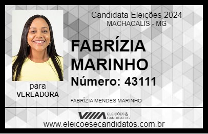 Candidato FABRÍZIA MARINHO 2024 - MACHACALIS - Eleições