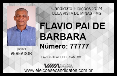 Candidato FLAVIO PAI DE BARBARA 2024 - BELA VISTA DE MINAS - Eleições