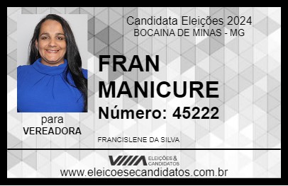 Candidato FRAN MANICURE 2024 - BOCAINA DE MINAS - Eleições