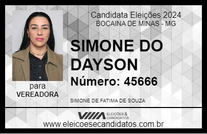 Candidato SIMONE DO DAYSON 2024 - BOCAINA DE MINAS - Eleições