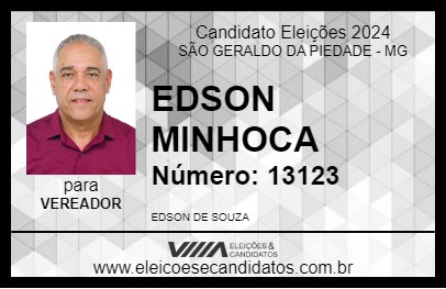 Candidato EDSON MINHOCA 2024 - SÃO GERALDO DA PIEDADE - Eleições