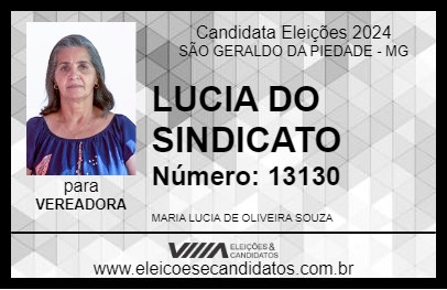 Candidato LUCIA DO SINDICATO 2024 - SÃO GERALDO DA PIEDADE - Eleições