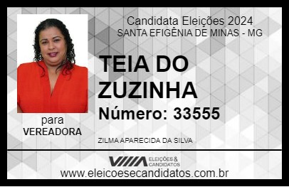 Candidato TEIA DO ZUZINHA 2024 - SANTA EFIGÊNIA DE MINAS - Eleições