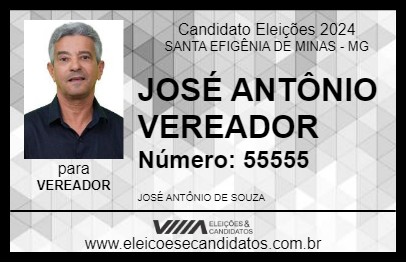 Candidato JOSÉ ANTÔNIO VEREADOR 2024 - SANTA EFIGÊNIA DE MINAS - Eleições