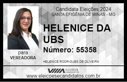 Candidato HELENICE DA UBS 2024 - SANTA EFIGÊNIA DE MINAS - Eleições