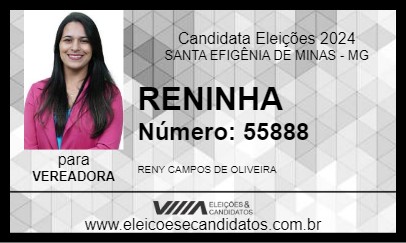 Candidato RENINHA DA IRACEMA 2024 - SANTA EFIGÊNIA DE MINAS - Eleições