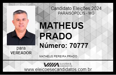 Candidato MATHEUS PRADO 2024 - PARAISÓPOLIS - Eleições