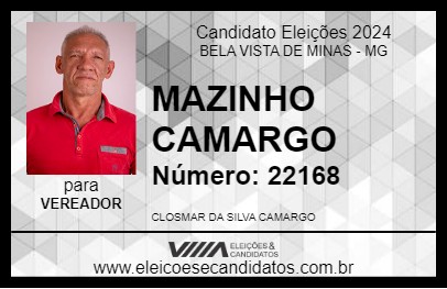 Candidato MAZINHO CAMARGO 2024 - BELA VISTA DE MINAS - Eleições