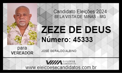 Candidato ZEZE DE DEUS 2024 - BELA VISTA DE MINAS - Eleições