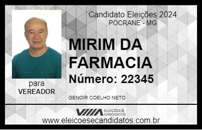 Candidato MIRIM DA FARMACIA 2024 - POCRANE - Eleições