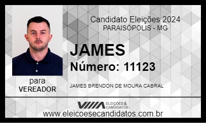 Candidato JAMES 2024 - PARAISÓPOLIS - Eleições