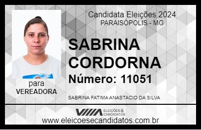 Candidato SABRINA CORDORNA 2024 - PARAISÓPOLIS - Eleições