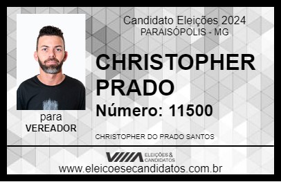 Candidato CHRISTOPHER PRADO 2024 - PARAISÓPOLIS - Eleições