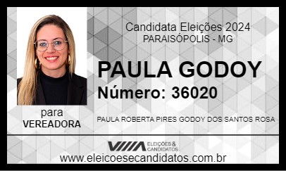 Candidato PAULA GODOY 2024 - PARAISÓPOLIS - Eleições