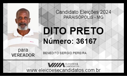 Candidato DITO PRETO 2024 - PARAISÓPOLIS - Eleições