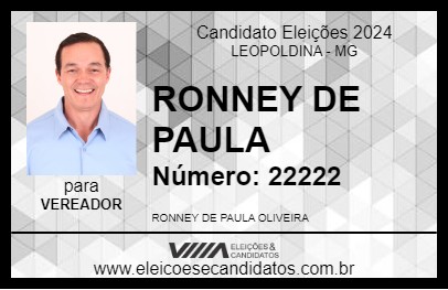 Candidato RONNEY DE PAULA 2024 - LEOPOLDINA - Eleições