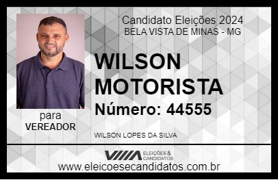 Candidato WILSON MOTORISTA 2024 - BELA VISTA DE MINAS - Eleições