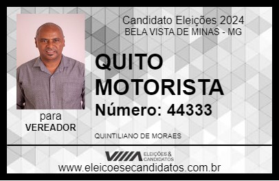 Candidato QUITO MOTORISTA 2024 - BELA VISTA DE MINAS - Eleições