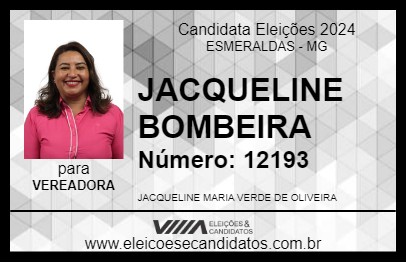 Candidato JACQUELINE BOMBEIRA 2024 - ESMERALDAS - Eleições