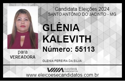 Candidato GLÊNIA KALEVITH 2024 - SANTO ANTÔNIO DO JACINTO - Eleições