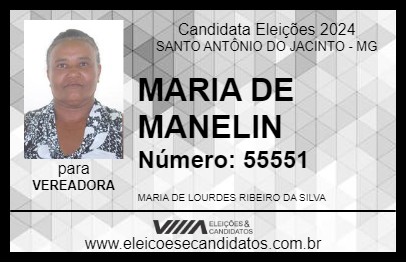 Candidato MARIA DE MANELIN 2024 - SANTO ANTÔNIO DO JACINTO - Eleições