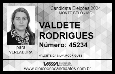 Candidato VALDETE RODRIGUES 2024 - MONTE BELO - Eleições