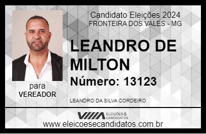 Candidato LEANDRO DE MILTON 2024 - FRONTEIRA DOS VALES - Eleições