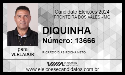 Candidato DIQUINHA 2024 - FRONTEIRA DOS VALES - Eleições